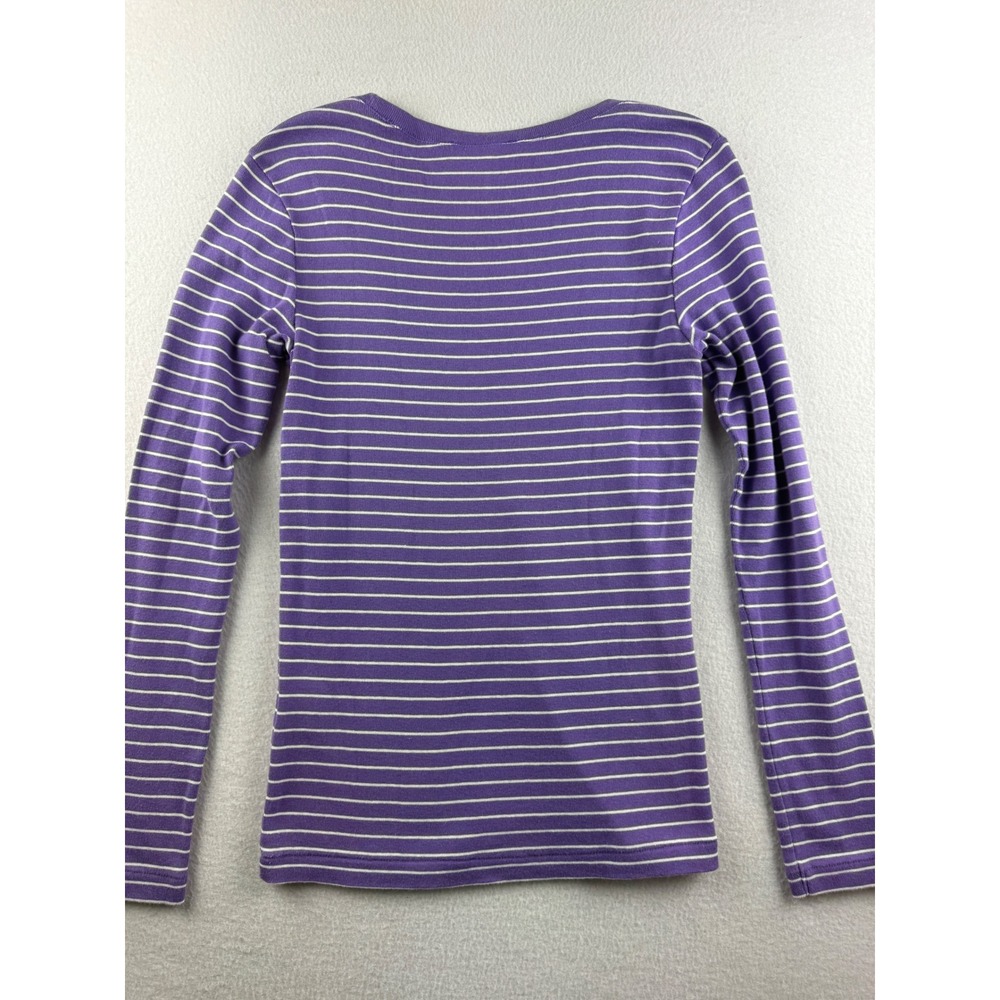 Ralph Lauren Sport Purple White Striped Long Sleeve Cotton Tee Shirt Womens S - Picture 8 of 8